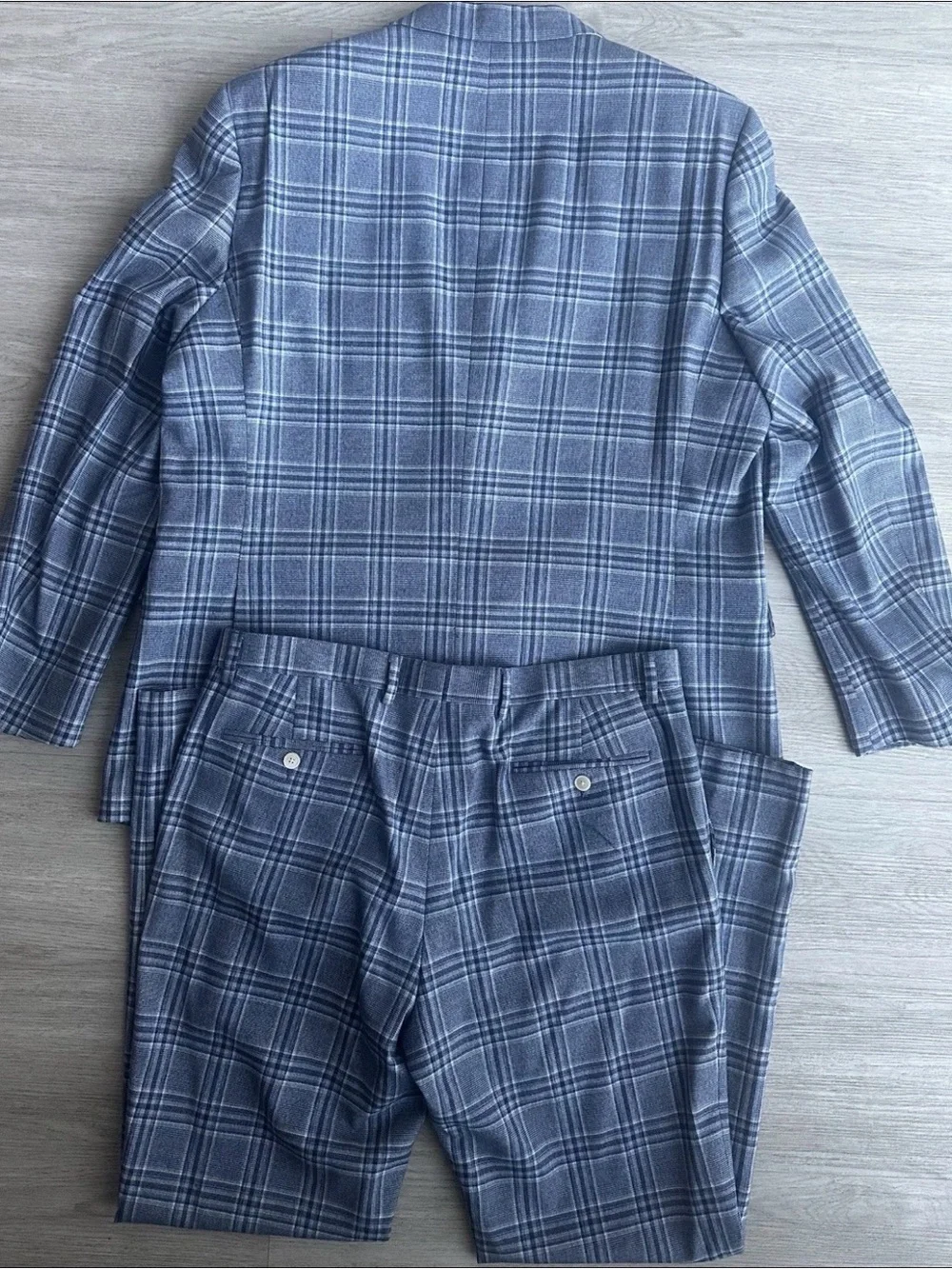 Tommy Hilfiger Blue Plaid Suit Blazer & Trousers
